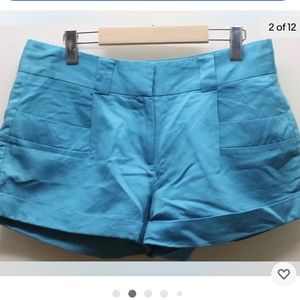 French Connection Women Hot Pants Blue Short 8 34 Inches Summer Linen Cotton